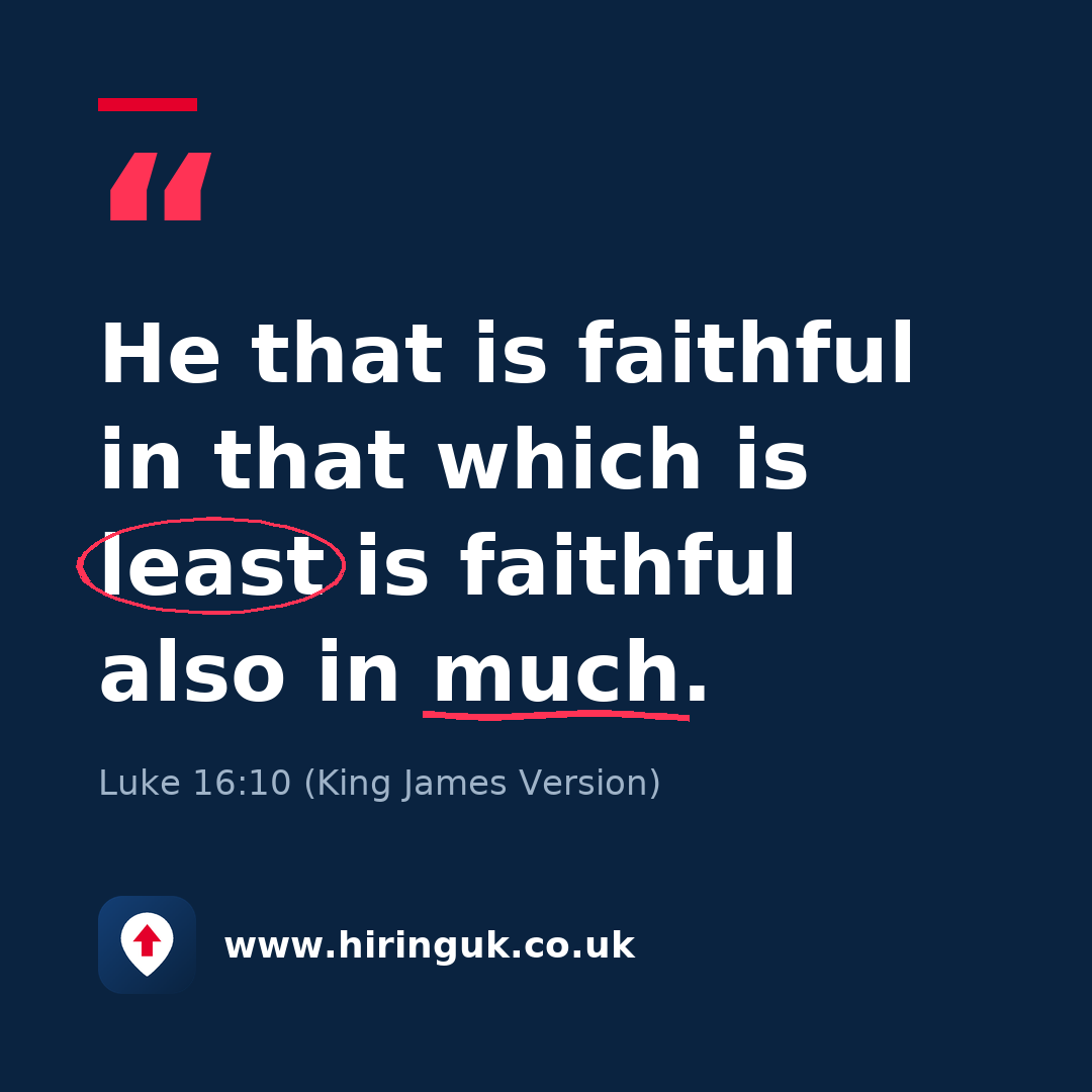 Quote card: He that is faithful in that which is least is faithful also in much.