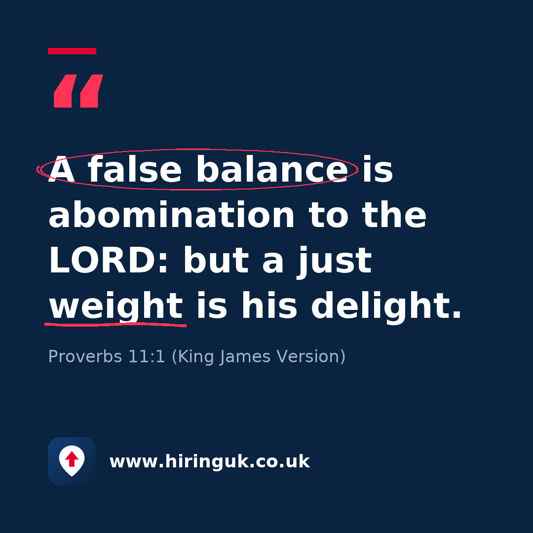 Quote card: A false balance is abomination to the LORD: but a just weight is his delight.