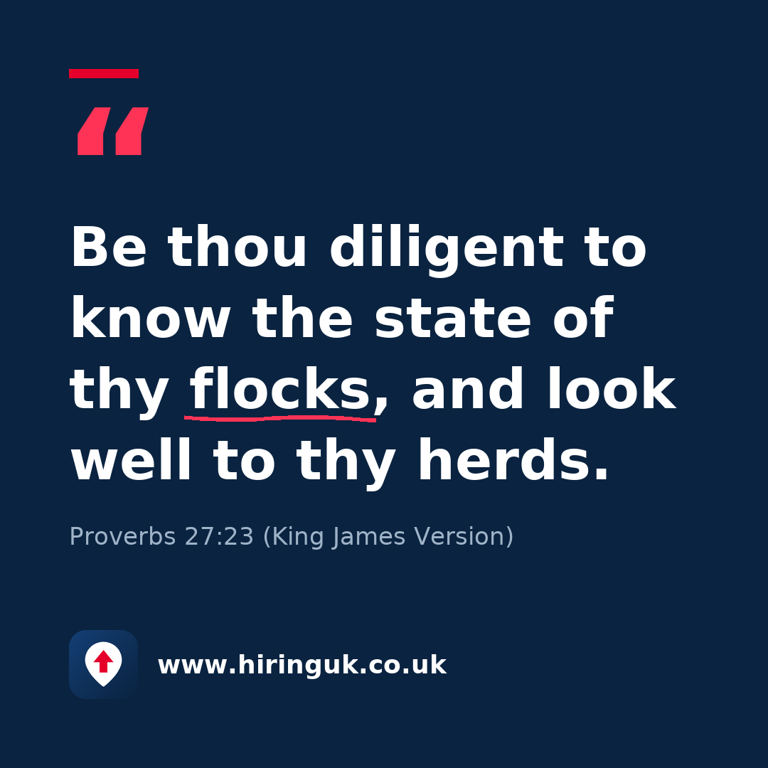 Quote card: Be thou diligent to know the state of thy flocks, and look well to thy herds.