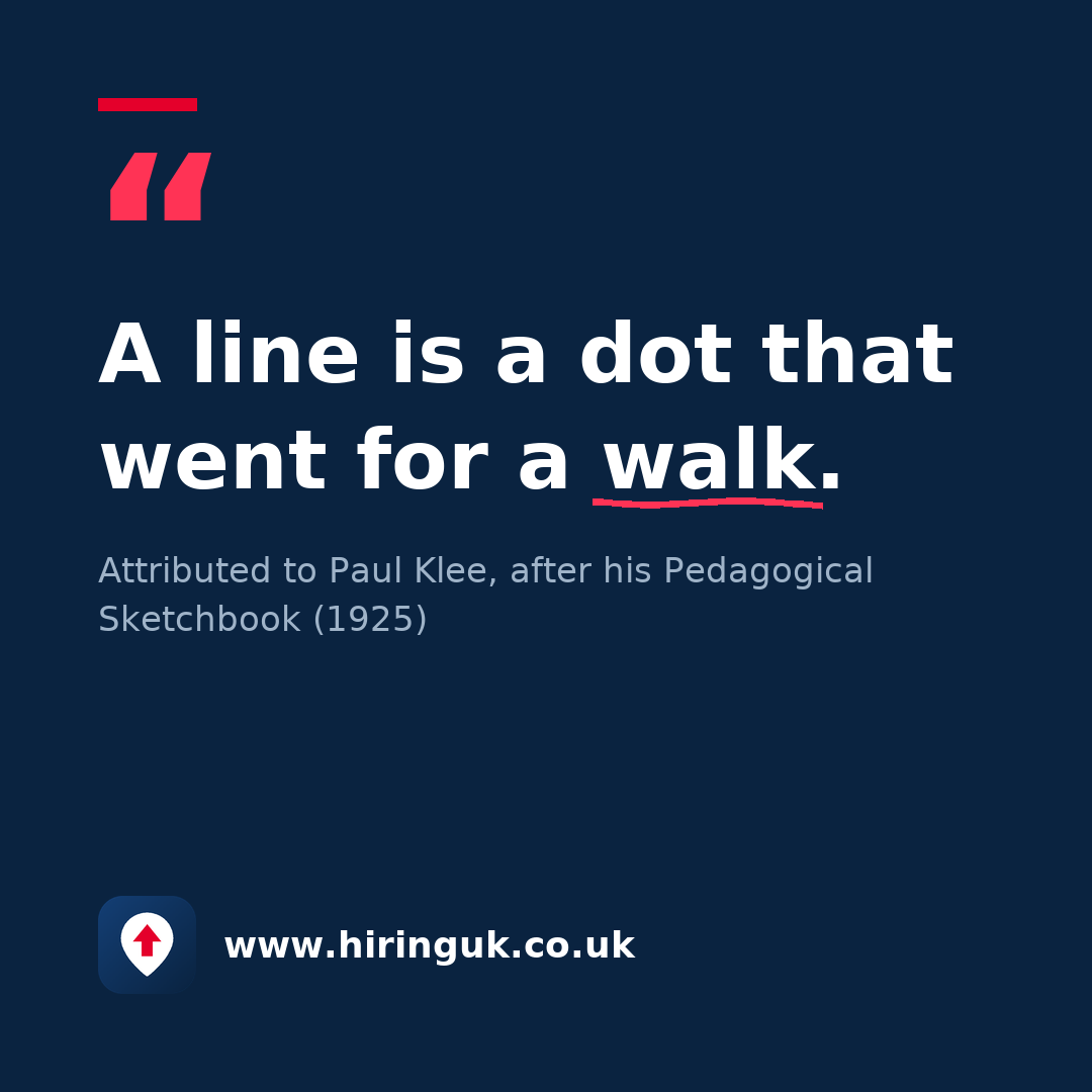 Quote card: A line is a dot that went for a walk.