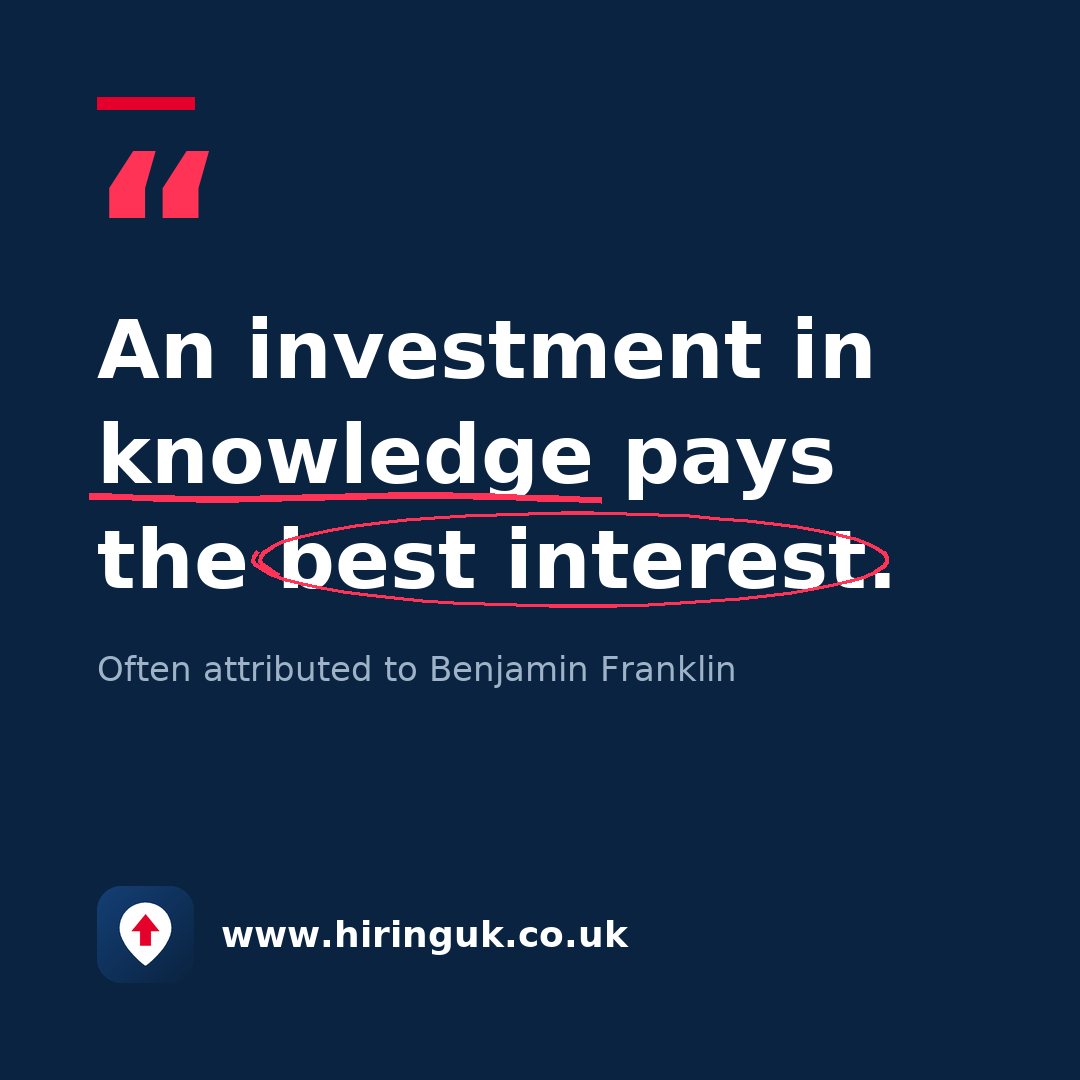 Quote card: An investment in knowledge pays the best interest.