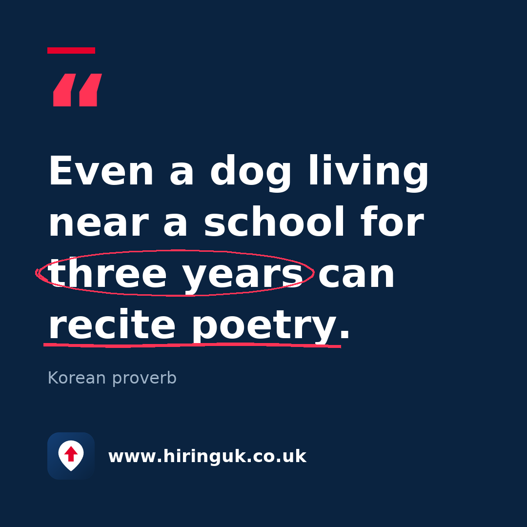 Quote card: Even a dog living near a school for three years can recite poetry.