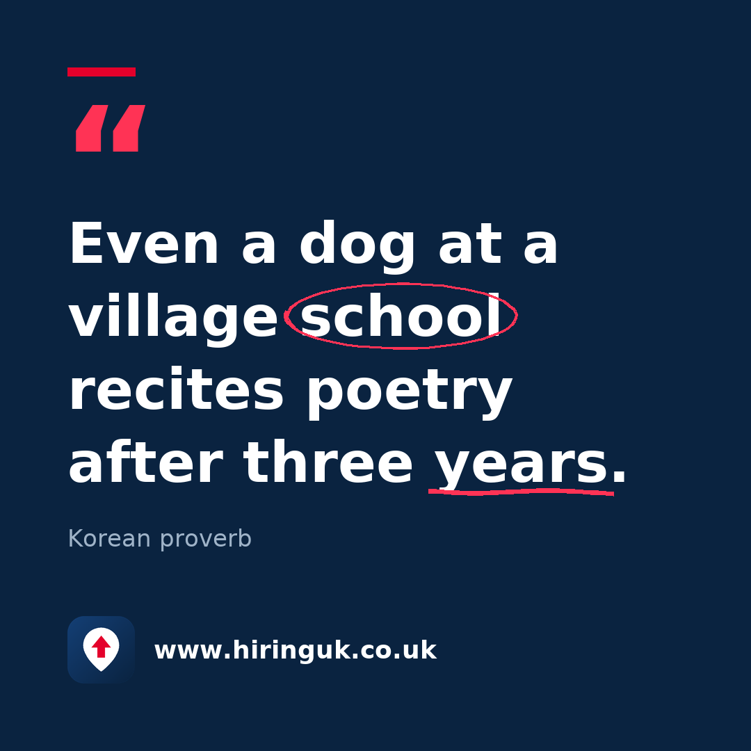 Quote card: Even a dog at a village school recites poetry after three years.