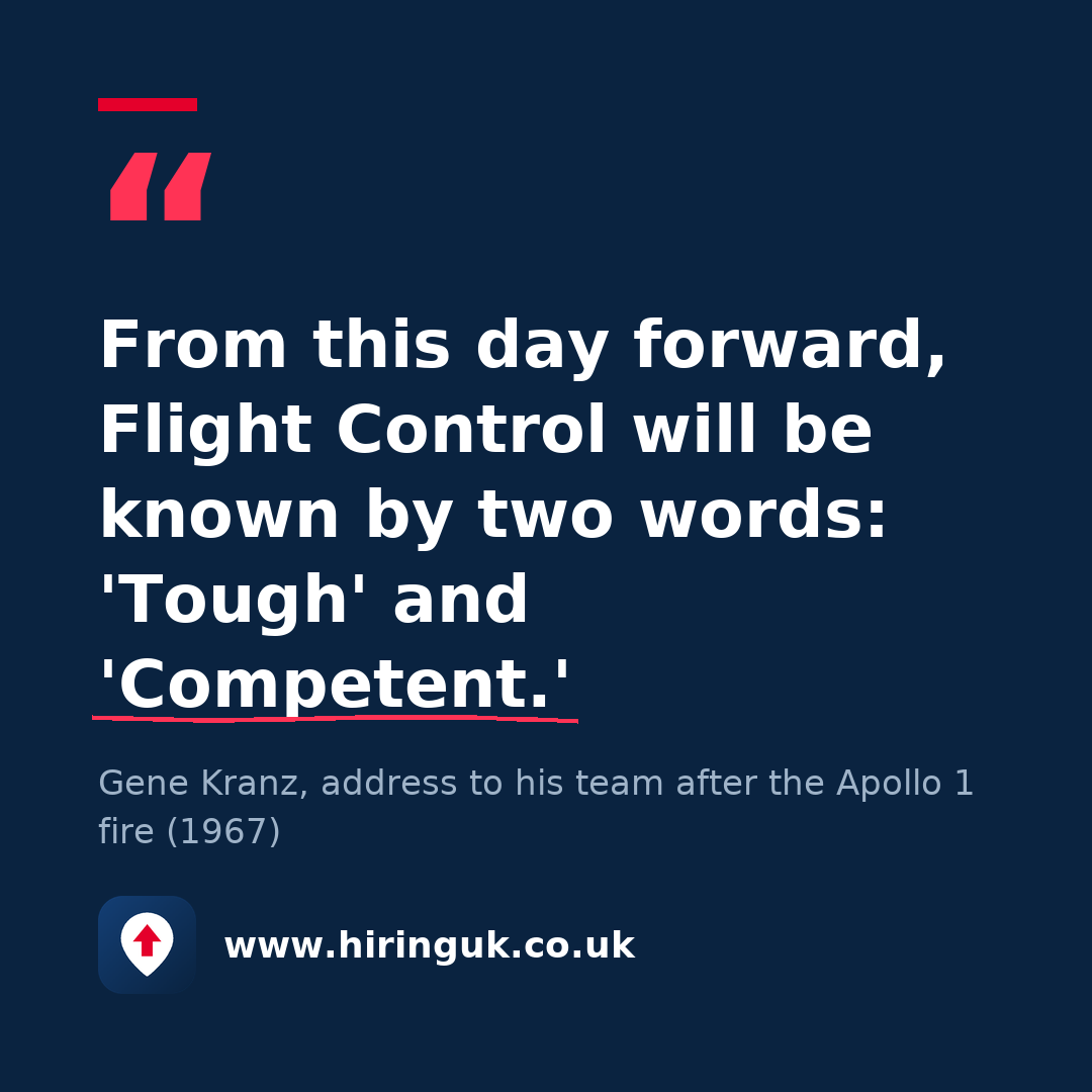 Quote card: From this day forward, Flight Control will be known by two words: 'Tough' and 'Competent.'