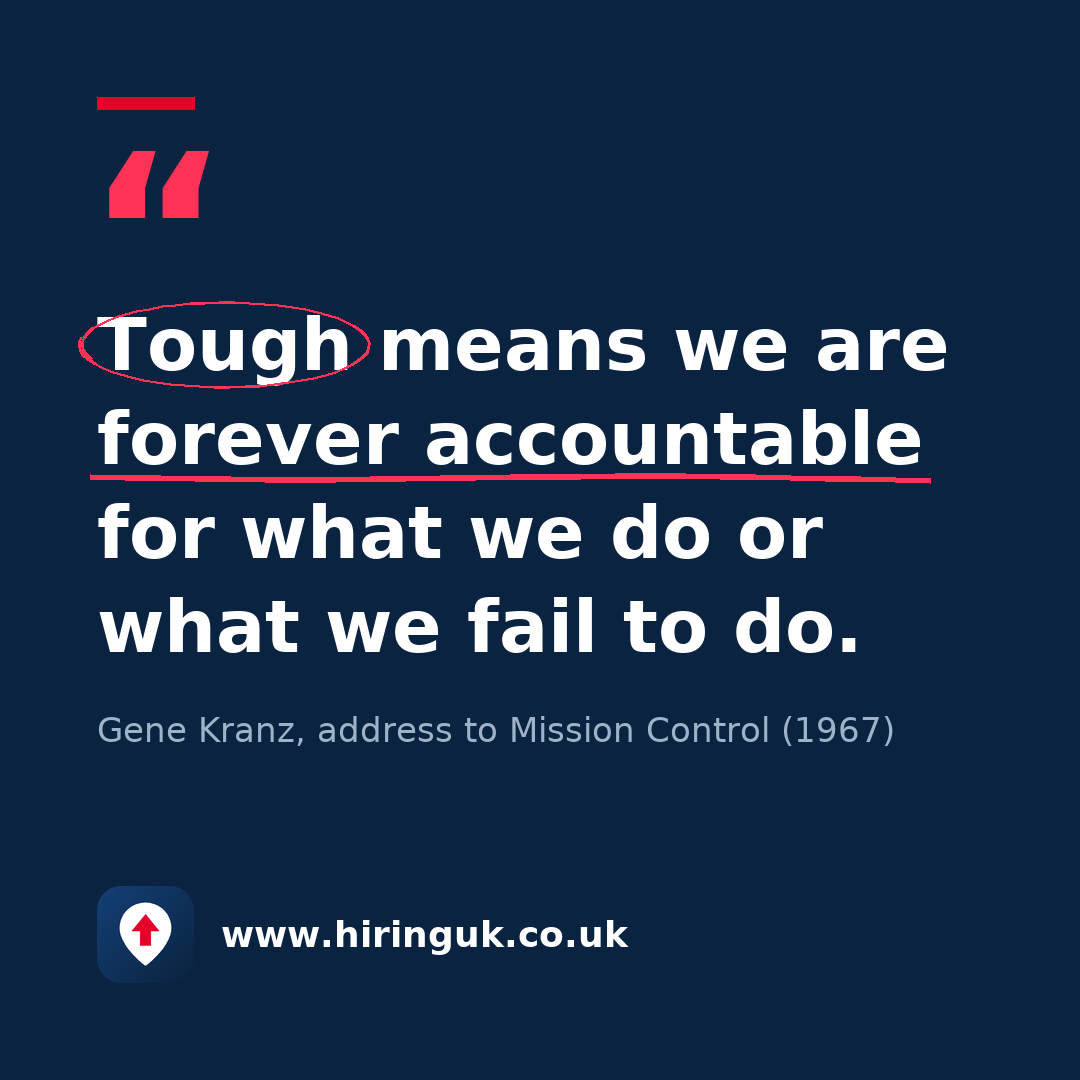 Quote card: Tough means we are forever accountable for what we do or what we fail to do.