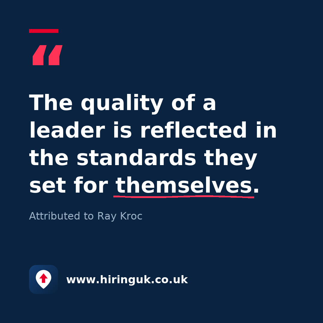 Quote card: The quality of a leader is reflected in the standards they set for themselves.