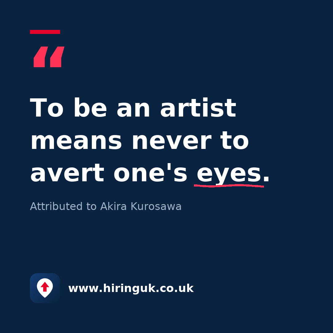 Quote card: To be an artist means never to avert one's eyes.