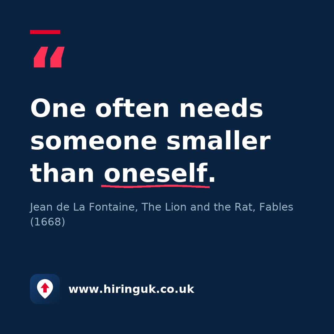 Quote card: One often needs someone smaller than oneself.