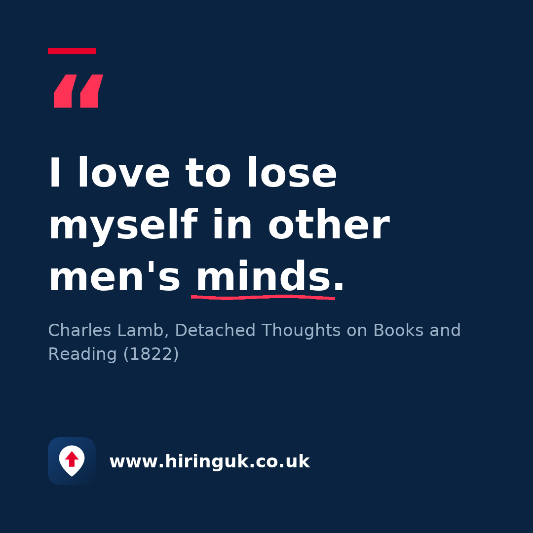 Quote card: I love to lose myself in other men's minds.