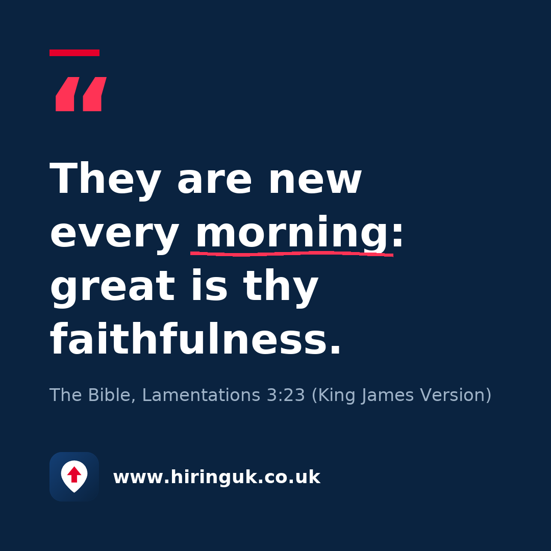 Quote card: They are new every morning: great is thy faithfulness.