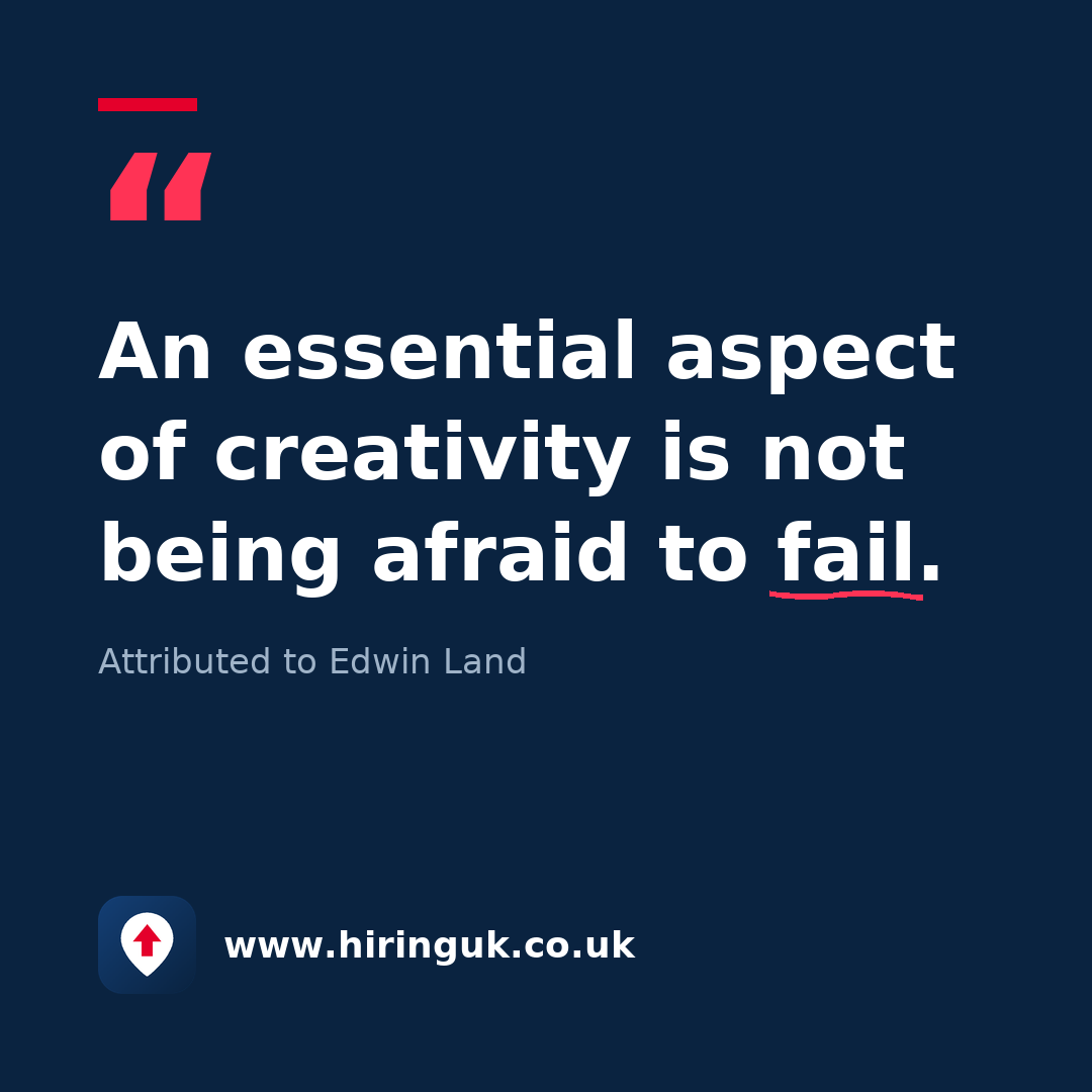 Quote card: An essential aspect of creativity is not being afraid to fail.