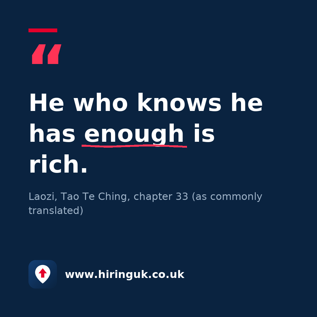 Quote card: He who knows he has enough is rich.