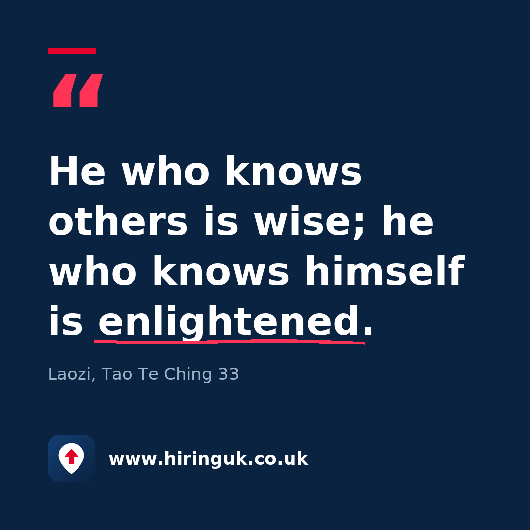 Quote card: He who knows others is wise; he who knows himself is enlightened.