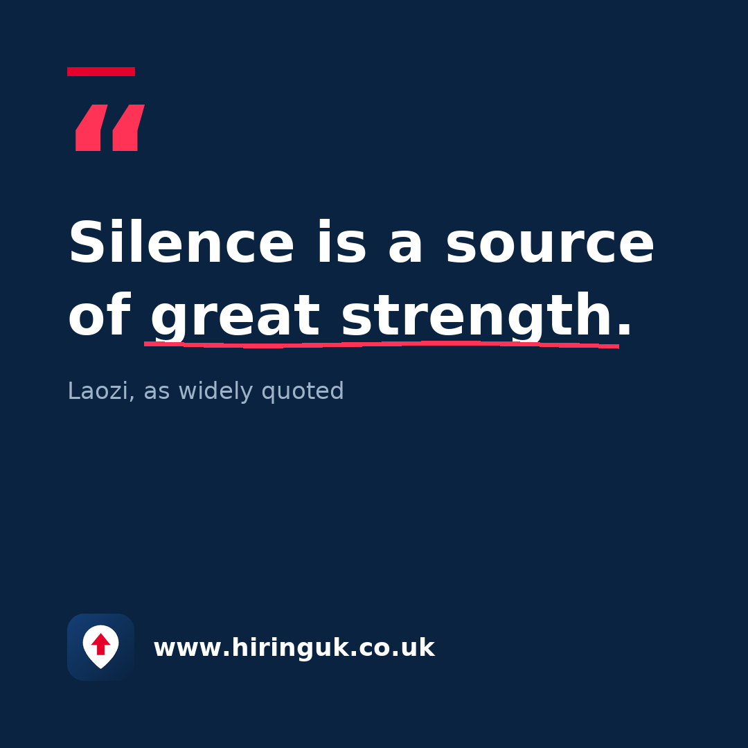 Quote card: Silence is a source of great strength.
