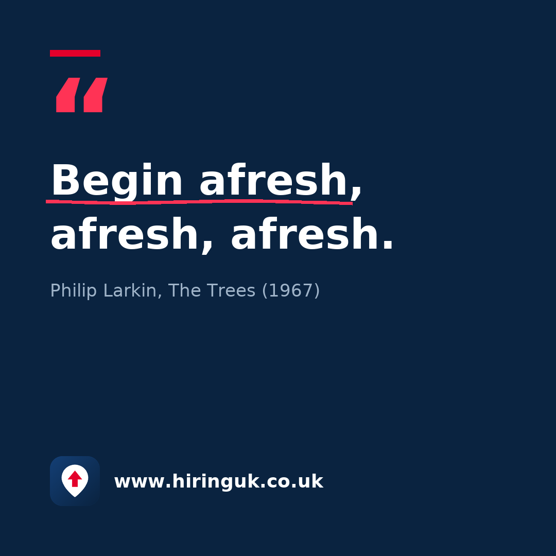 Quote card: Begin afresh, afresh, afresh.