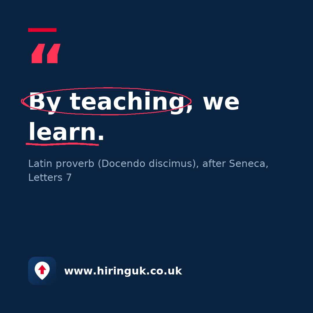 Quote card: By teaching, we learn.
