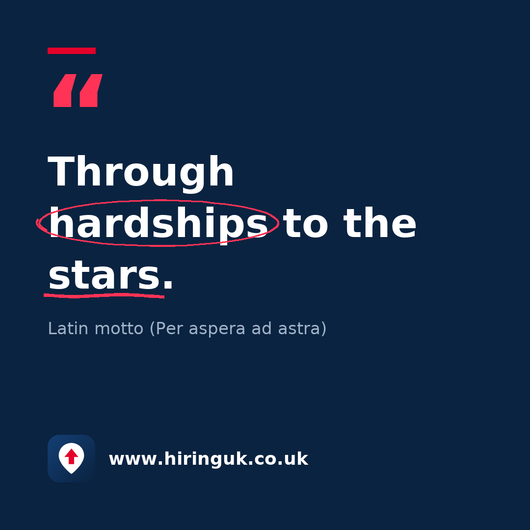 Quote card: Through hardships to the stars.