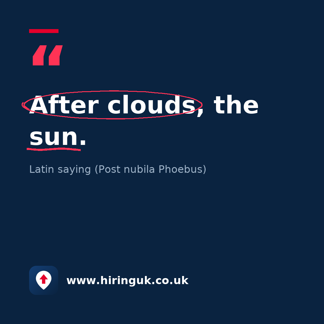 Quote card: After clouds, the sun.