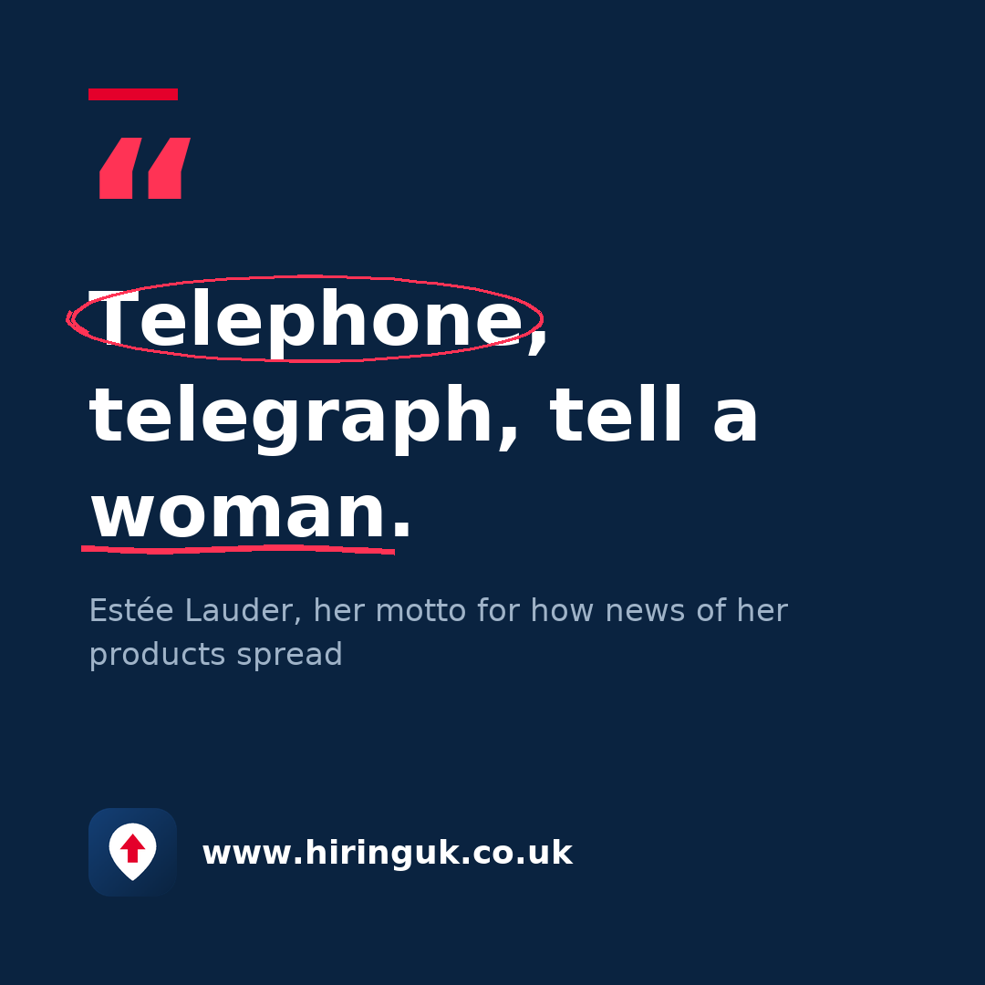 Quote card: Telephone, telegraph, tell a woman.