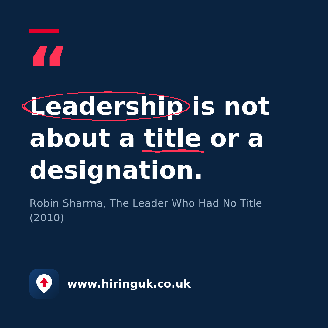 Quote card: Leadership is not about a title or a designation.