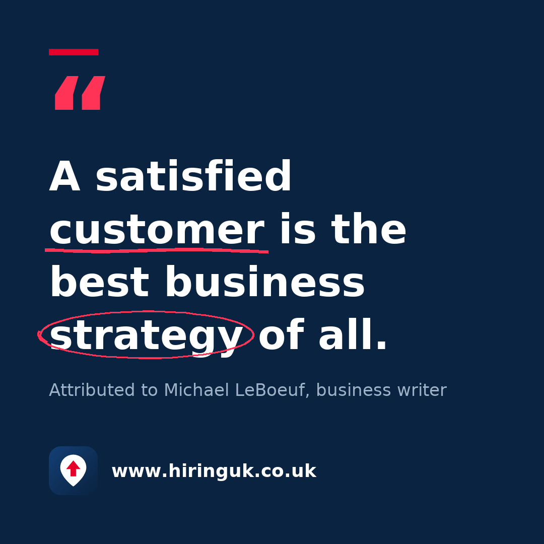 Quote card: A satisfied customer is the best business strategy of all.