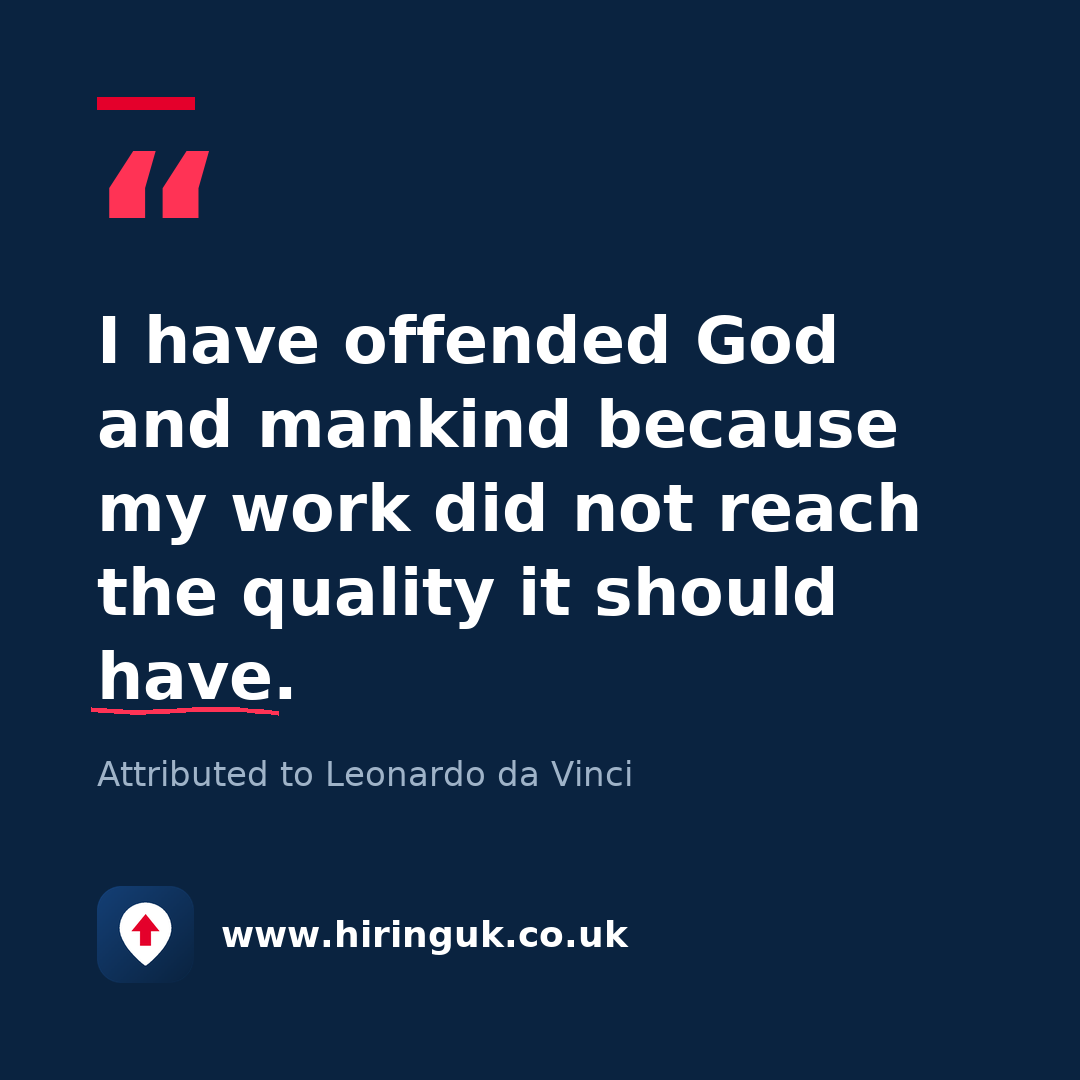Quote card: I have offended God and mankind because my work did not reach the quality it should have.