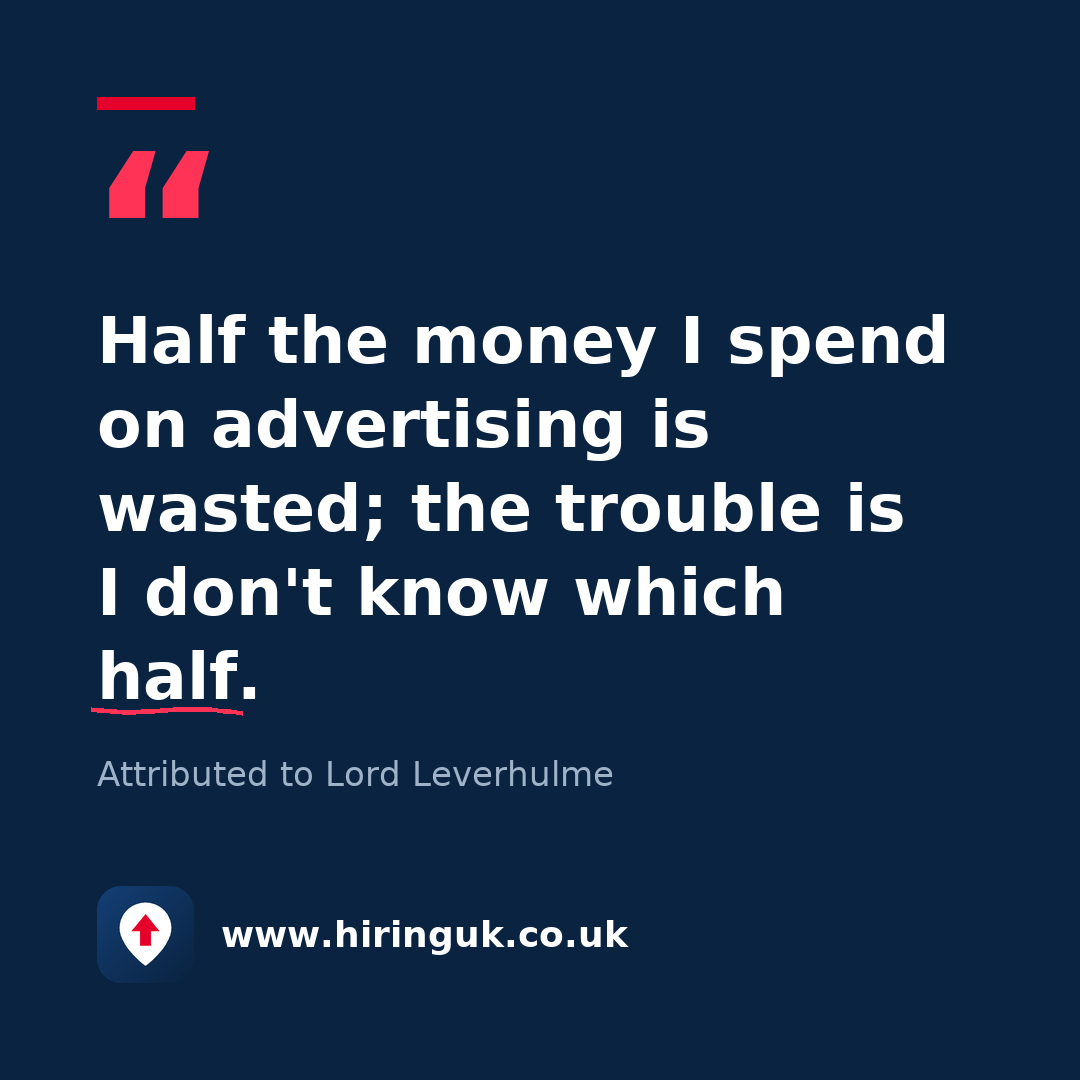 Quote card: Half the money I spend on advertising is wasted; the trouble is I don't know which half.