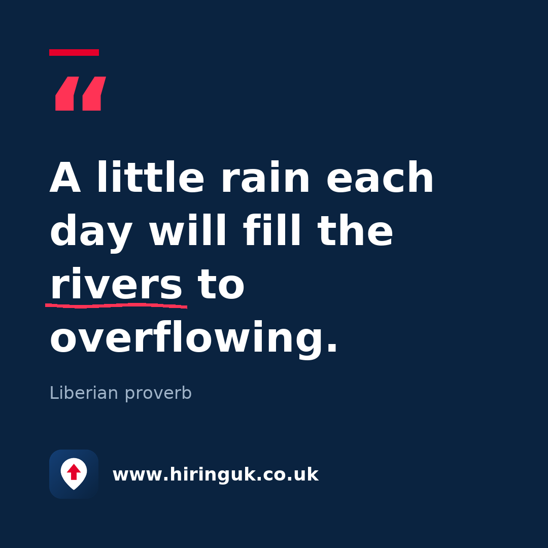 Quote card: A little rain each day will fill the rivers to overflowing.