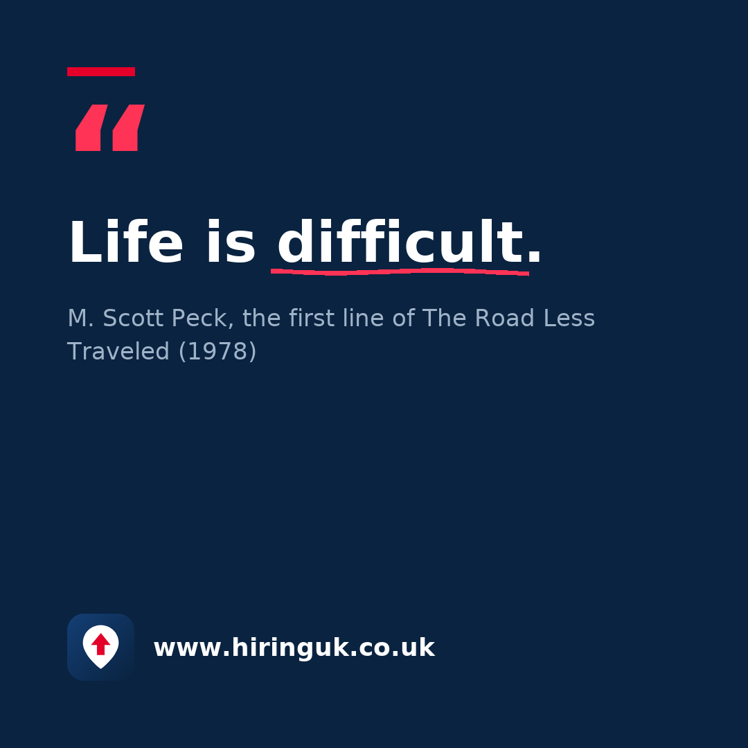 Quote card: Life is difficult.