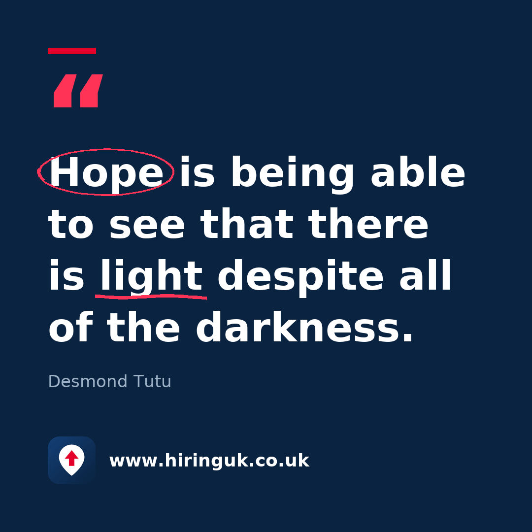 Quote card: Hope is being able to see that there is light despite all of the darkness.