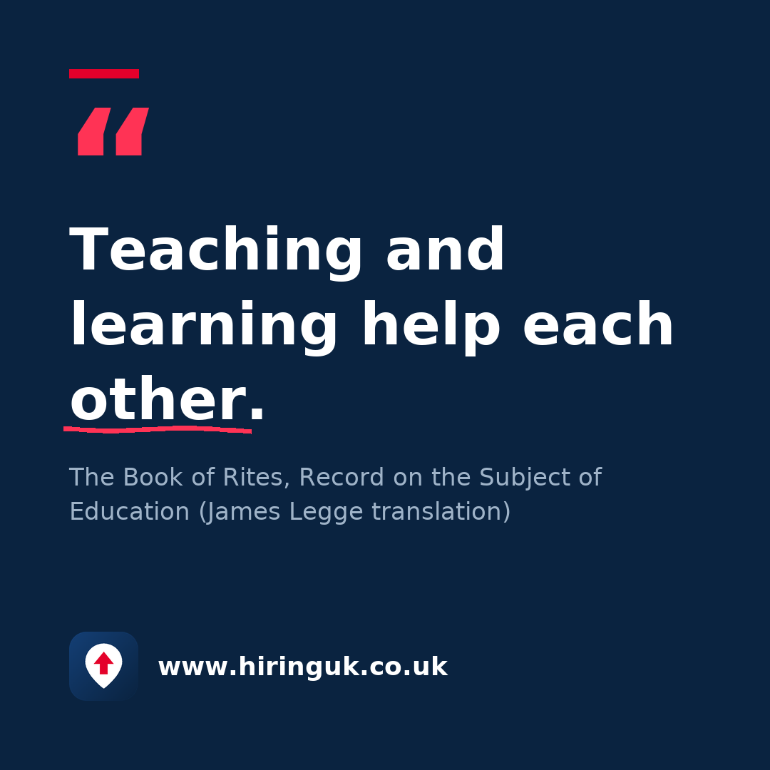 Quote card: Teaching and learning help each other.