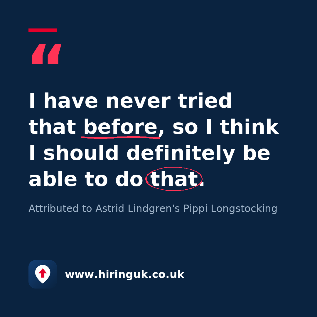 Quote card: I have never tried that before, so I think I should definitely be able to do that.