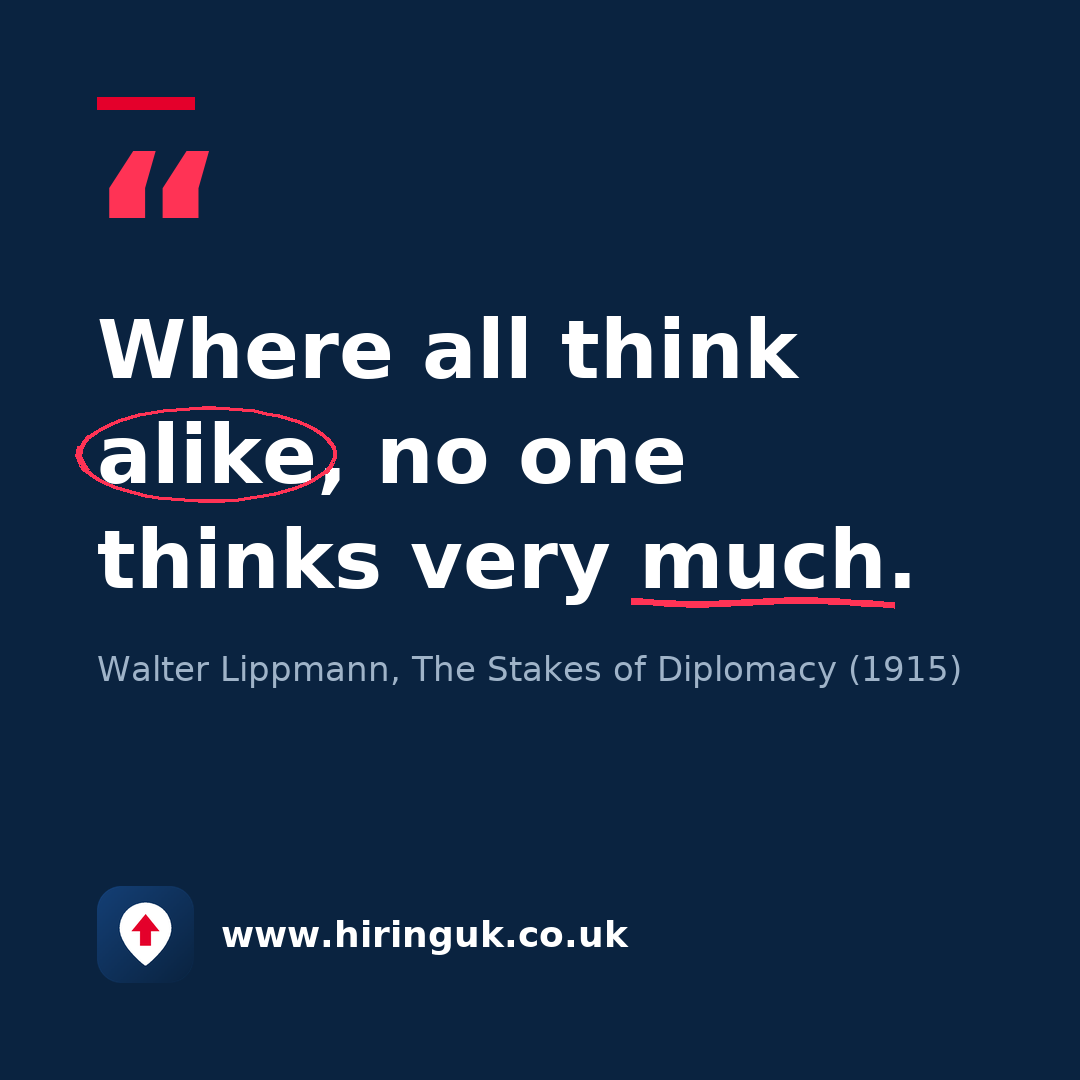 Quote card: Where all think alike, no one thinks very much.
