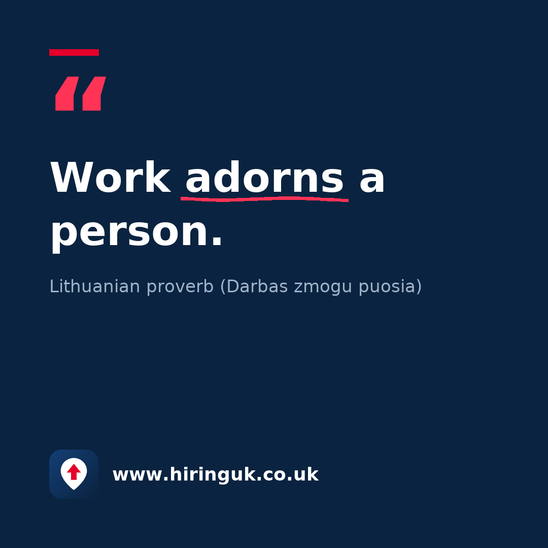 Quote card: Work adorns a person.