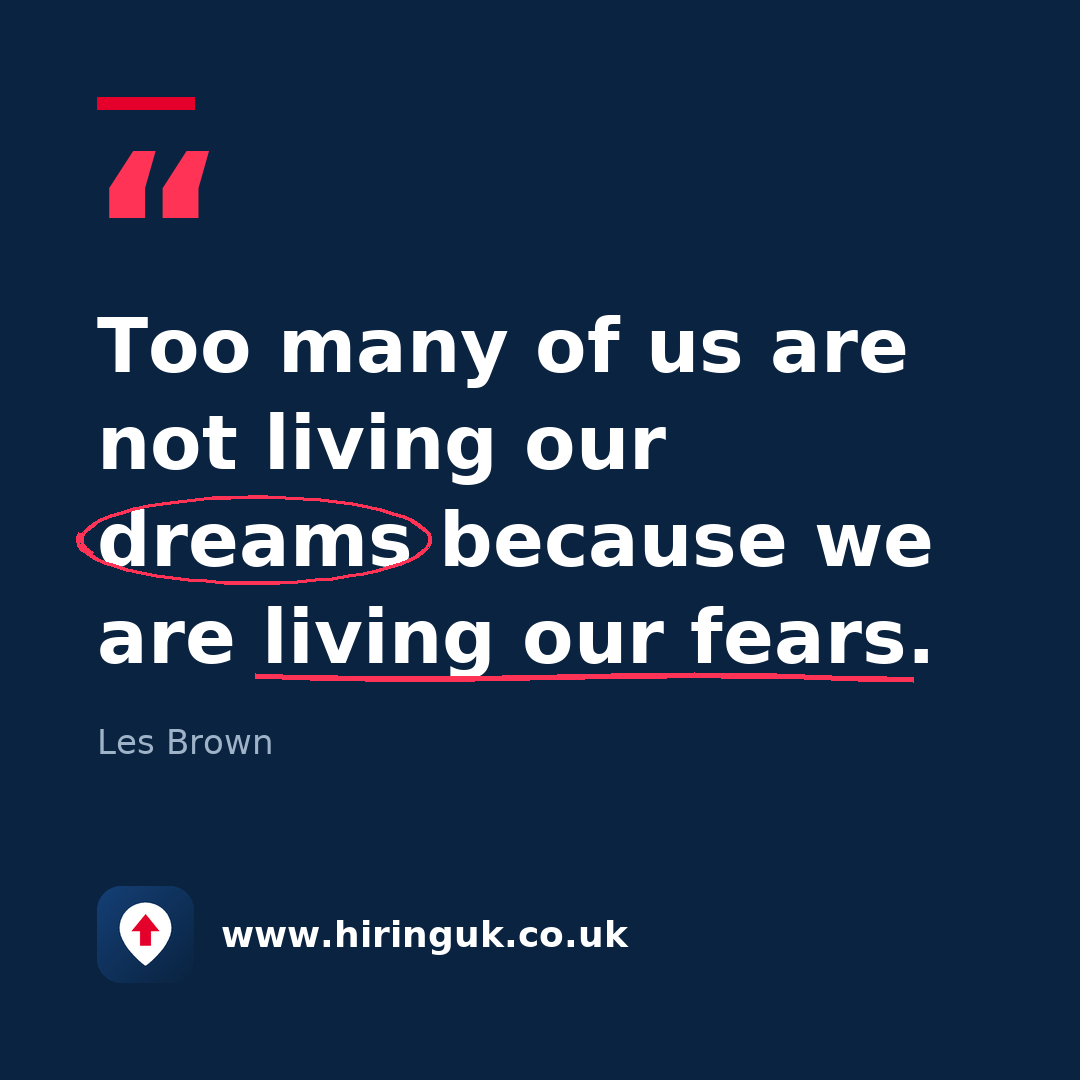 Quote card: Too many of us are not living our dreams because we are living our fears.