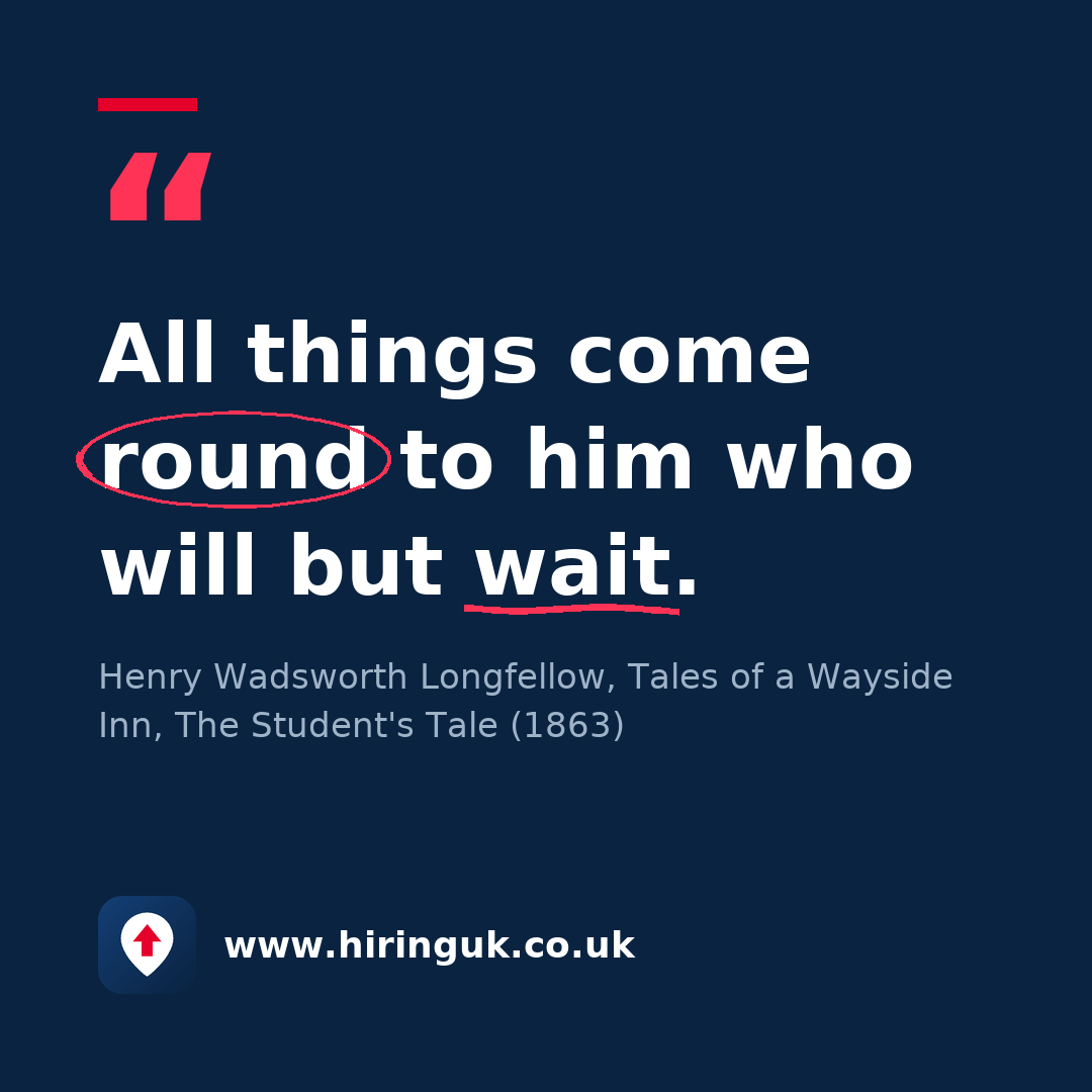 Quote card: All things come round to him who will but wait.