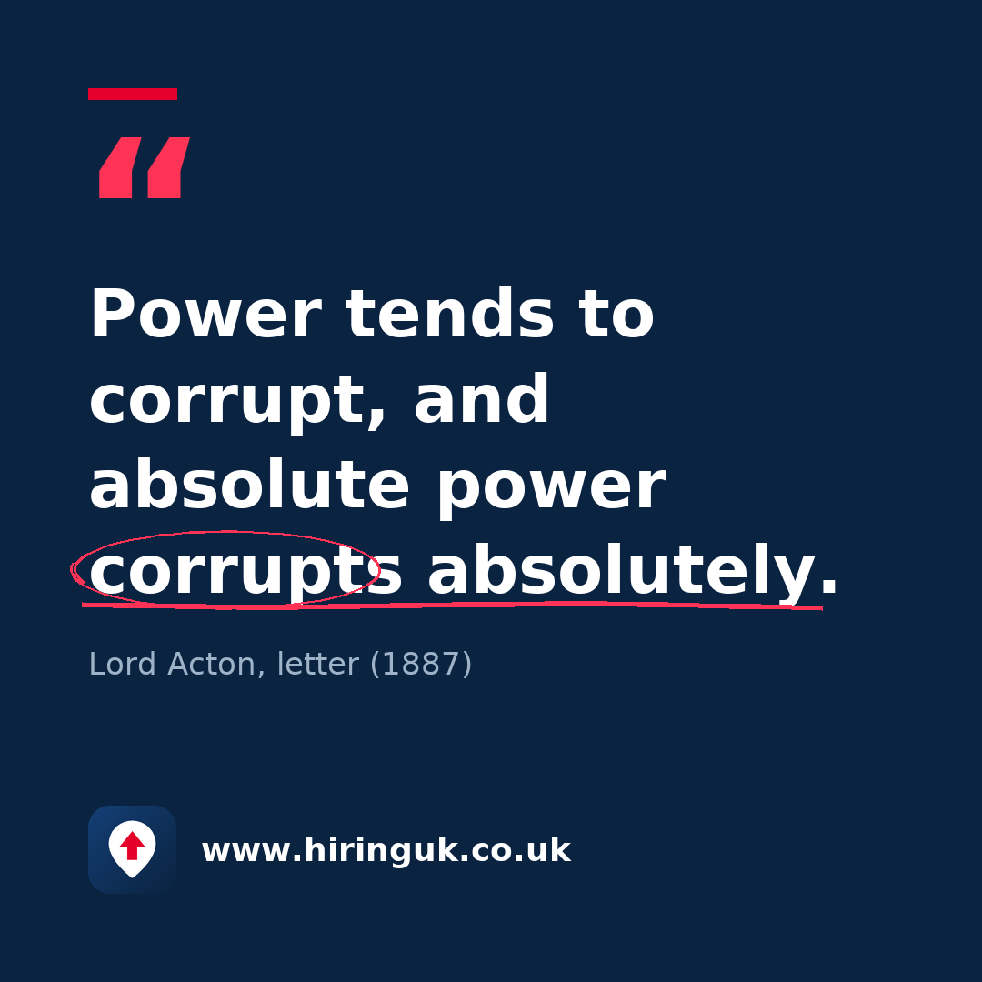 Quote card: Power tends to corrupt, and absolute power corrupts absolutely.
