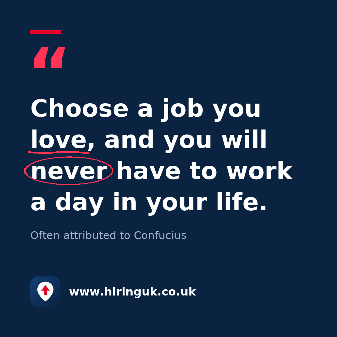 Quote card: Choose a job you love, and you will never have to work a day in your life.