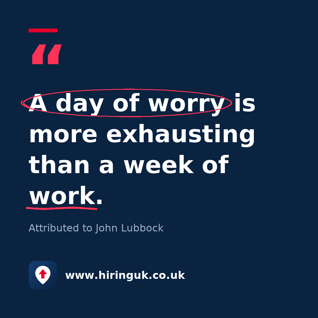 Quote card: A day of worry is more exhausting than a week of work.