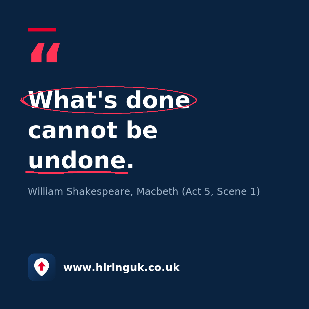 Quote card: What's done cannot be undone.