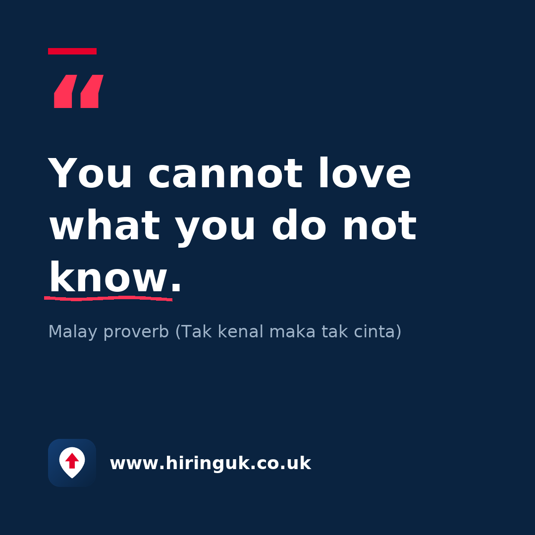 Quote card: You cannot love what you do not know.