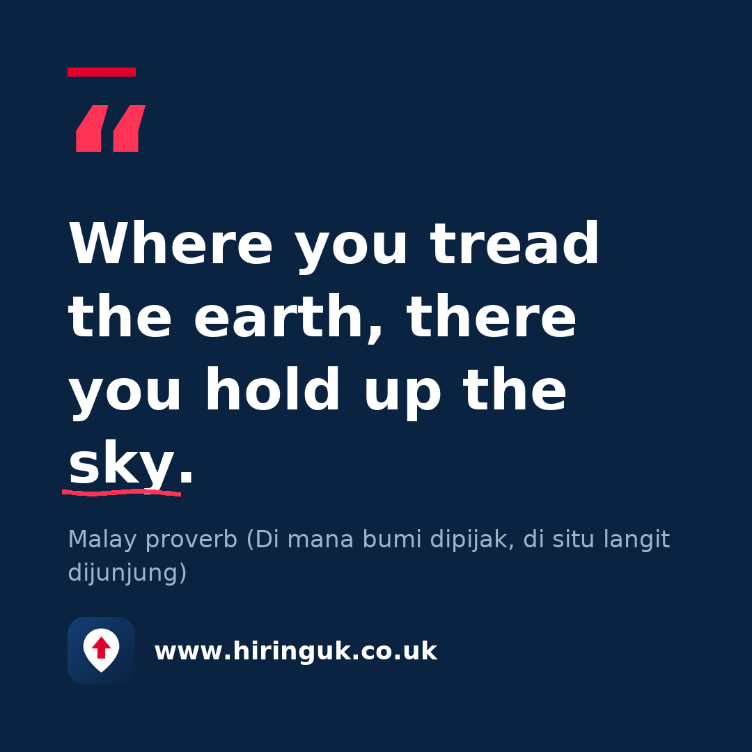 Quote card: Where you tread the earth, there you hold up the sky.