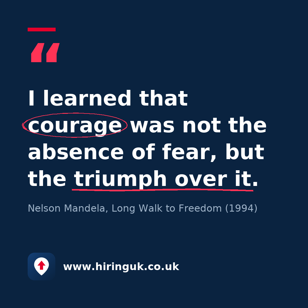 Quote card: I learned that courage was not the absence of fear, but the triumph over it.
