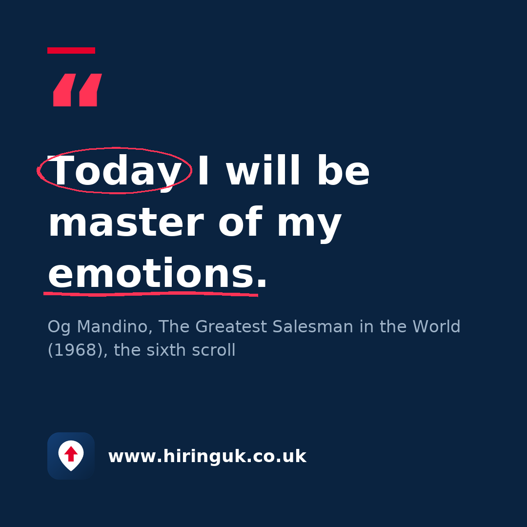Quote card: Today I will be master of my emotions.