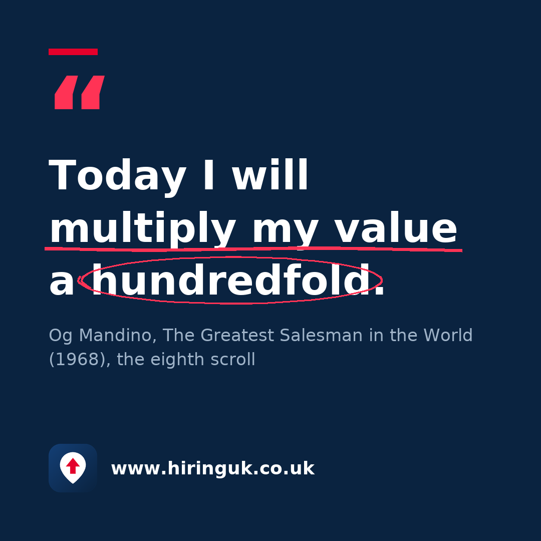 Quote card: Today I will multiply my value a hundredfold.