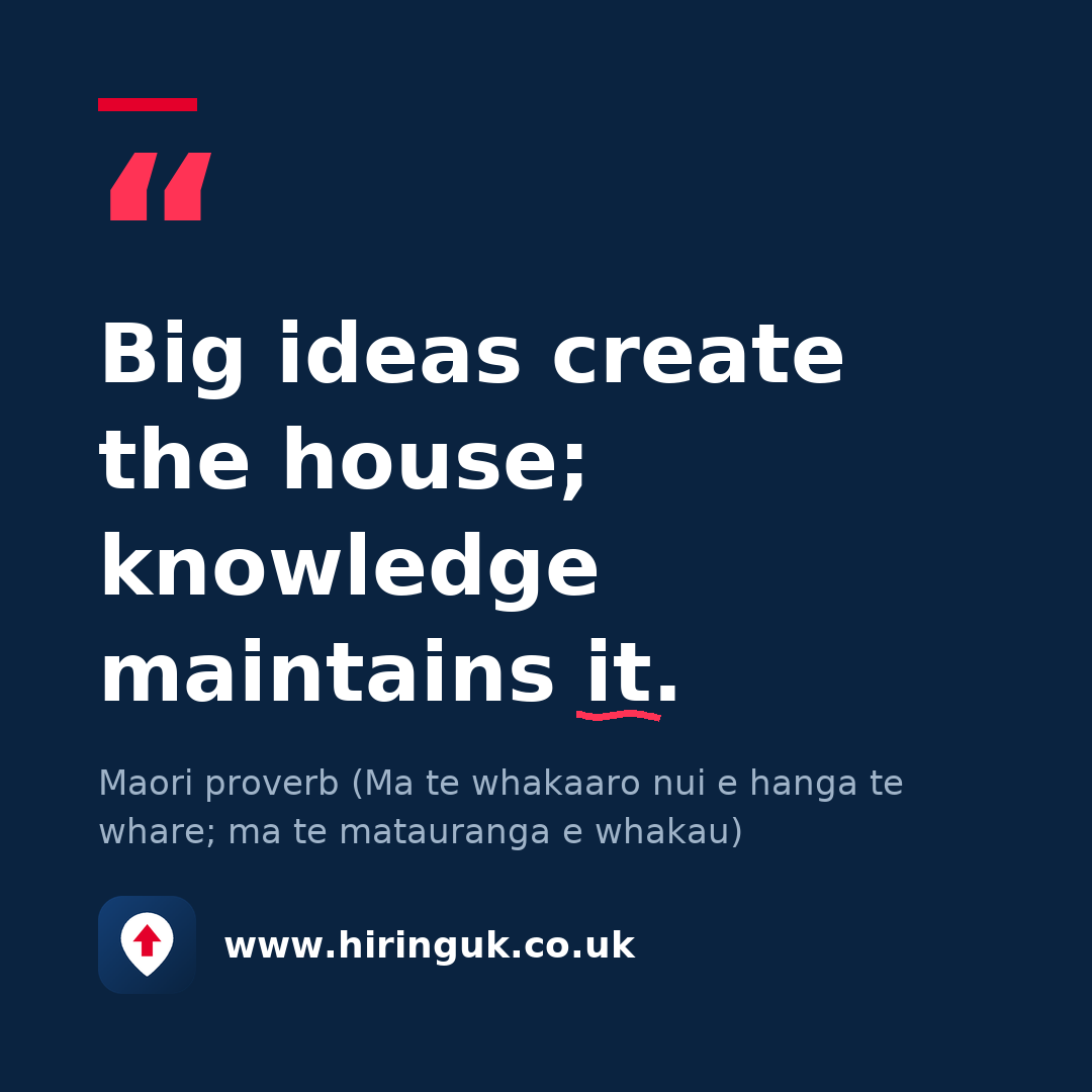 Quote card: Big ideas create the house; knowledge maintains it.