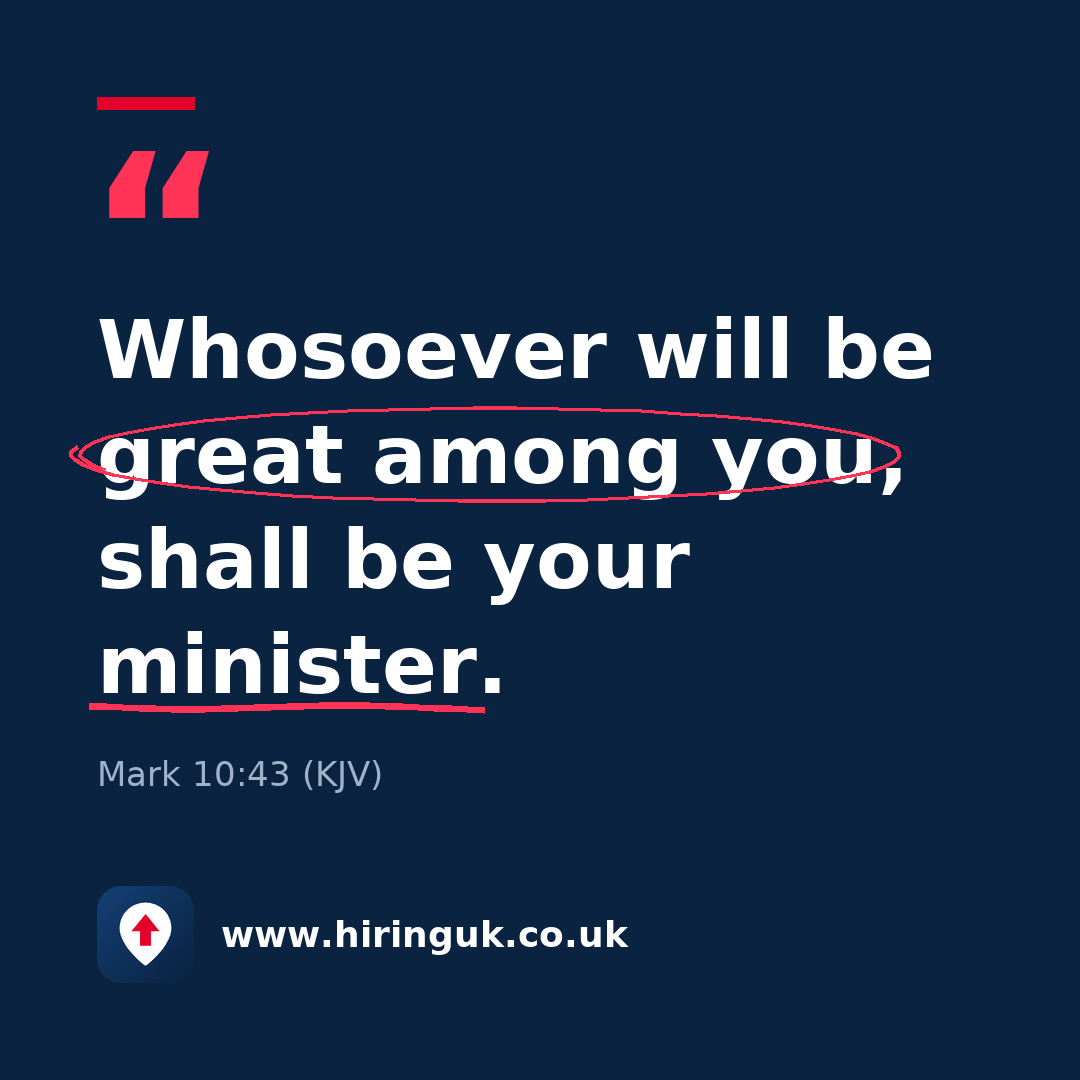 Quote card: Whosoever will be great among you, shall be your minister.