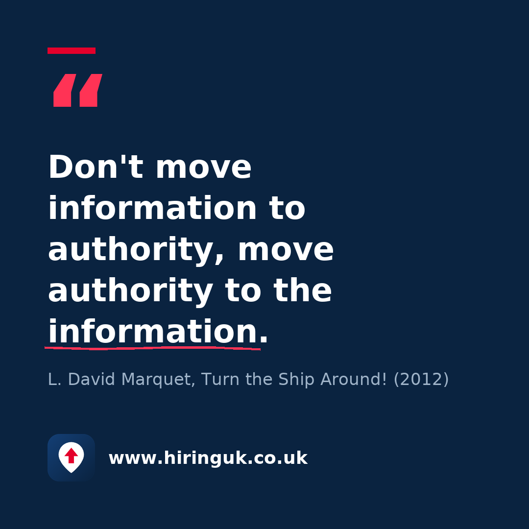 Quote card: Don't move information to authority, move authority to the information.