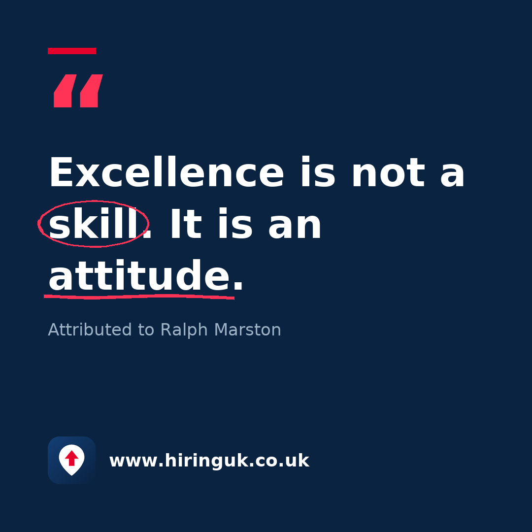 Quote card: Excellence is not a skill. It is an attitude.