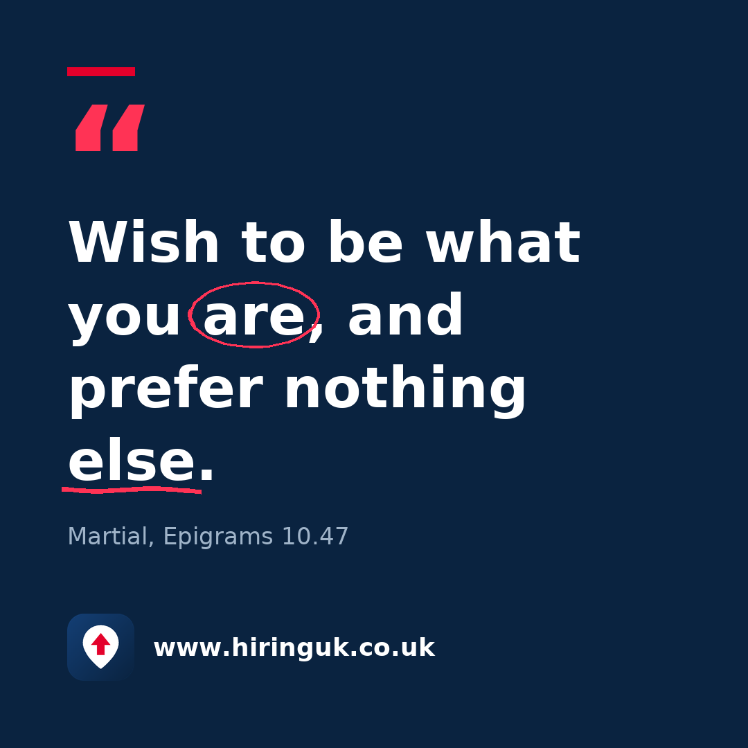 Quote card: Wish to be what you are, and prefer nothing else.